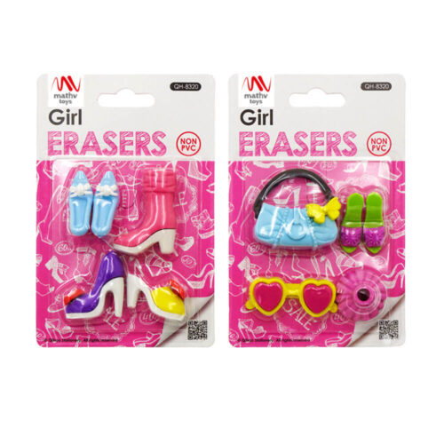 Fancy Eraser Set: Girl in Pink